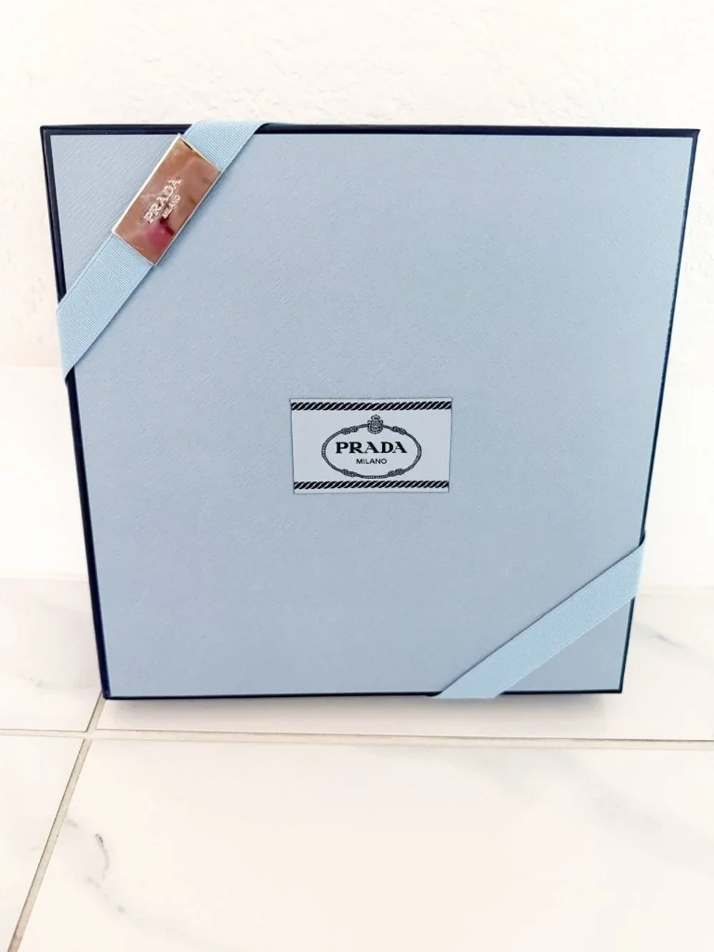 PRADA Gift Box New 10x10x1.5 in blue